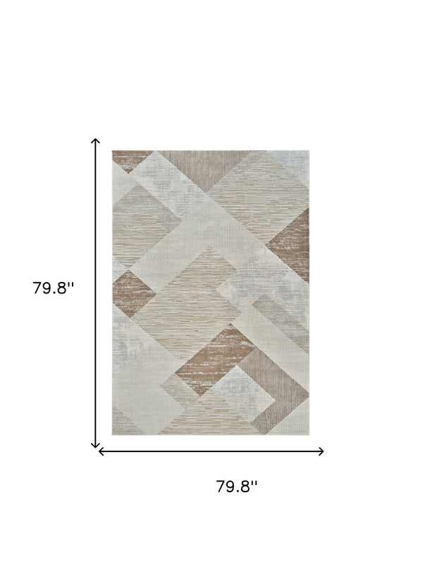 Homeroots 7' X 10' Beige And Brown Abstract Distressed Area Rug  Polypropylene 558878