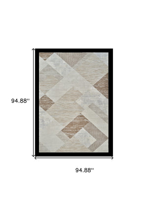 Homeroots 8' X 11' Beige And Brown Abstract Distressed Area Rug  Polypropylene 558879