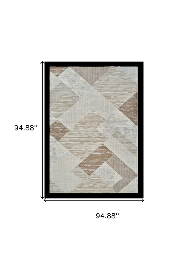 Homeroots 8' X 11' Beige And Brown Abstract Distressed Area Rug  Polypropylene 558879