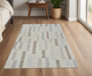 Homeroots 4' X 6' Beige And Brown Abstract Distressed Area Rug  Polypropylene 558880