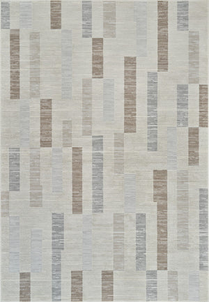 HomeRoots 4' Versatile Beige and Brown Abstract Area Rug - Stylish, Low-Maintenance Design for Any Space 5' X 8' 558881