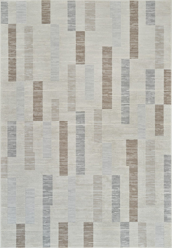 HomeRoots 4' Versatile Beige and Brown Abstract Area Rug - Stylish, Low-Maintenance Design for Any Space 5' X 8' 558881