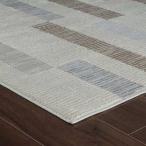 HomeRoots 4' Versatile Beige and Brown Abstract Area Rug - Stylish, Low-Maintenance Design for Any Space 5' X 8' 558881