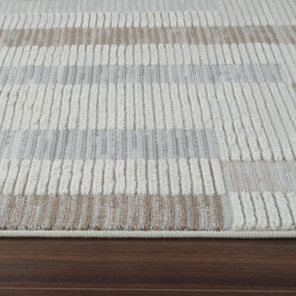 HomeRoots 4' Versatile Beige and Brown Abstract Area Rug - Stylish, Low-Maintenance Design for Any Space 5' X 8' 558881