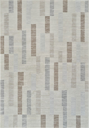 HomeRoots 4' Versatile Beige and Brown Abstract Area Rug - Stylish, Low-Maintenance Design for Any Space 5' X 8' 558881