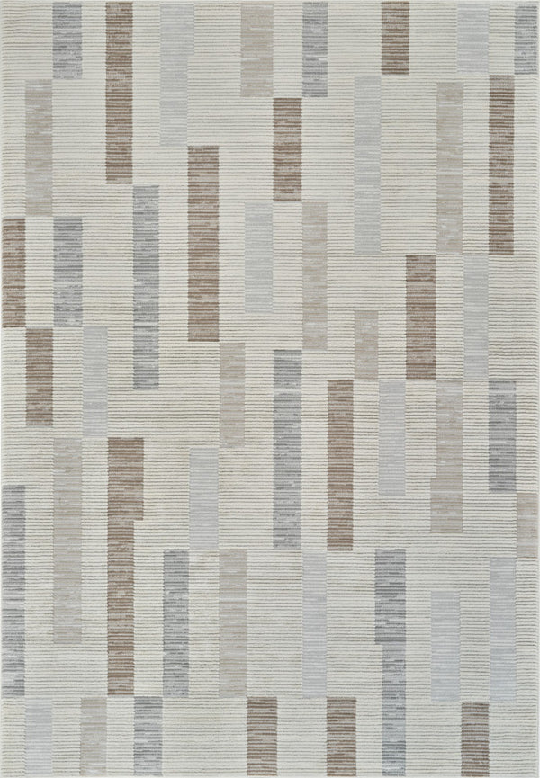 HomeRoots 4' Versatile Beige and Brown Abstract Area Rug - Stylish, Low-Maintenance Design for Any Space 5' X 8' 558881
