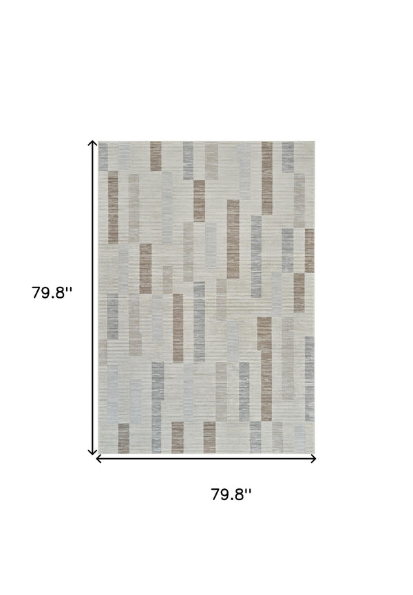 Homeroots 7' X 10' Beige And Brown Abstract Distressed Area Rug  Polypropylene 558882