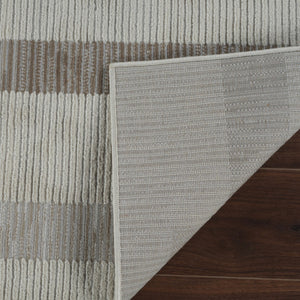 HomeRoots 4' Versatile Beige and Brown Abstract Area Rug - Stylish, Low-Maintenance Design for Any Space 8' X 11' 558883