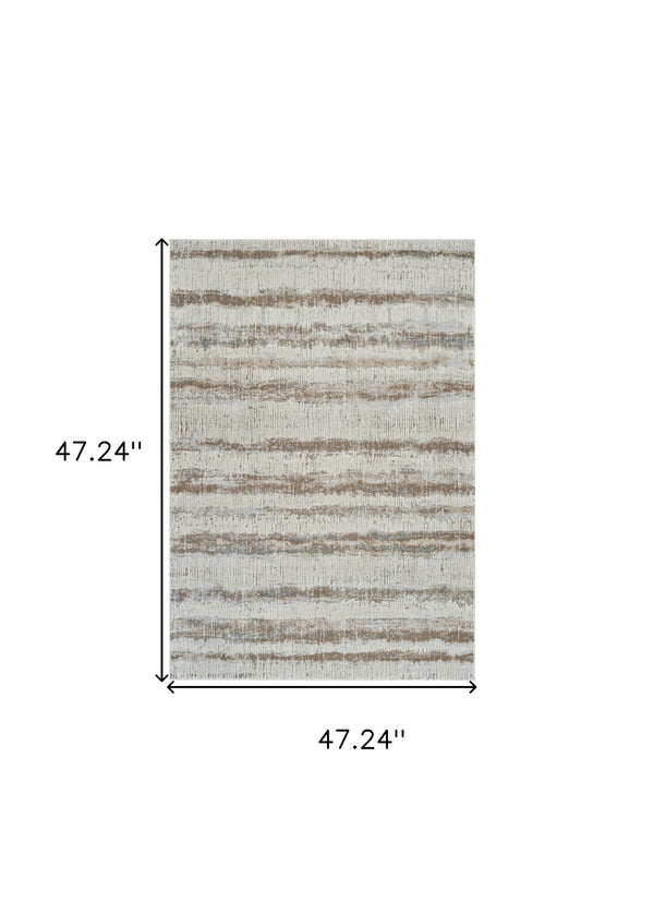 Homeroots 4' X 6' Beige And Brown Abstract Non Skid Area Rug  Polypropylene 558888