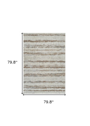 HomeRoots 4' Abstract Beige and Brown Non-Skid Area Rug - Modern, Stain-Resistant Design for Any Room 7' X 10' 558890