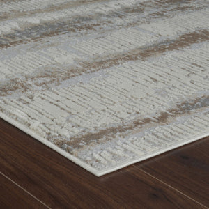 HomeRoots 4' Abstract Beige and Brown Non-Skid Area Rug - Modern, Stain-Resistant Design for Any Room 7' X 10' 558890
