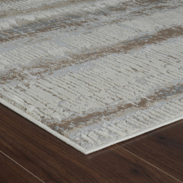 HomeRoots 4' Abstract Beige and Brown Non-Skid Area Rug - Modern, Stain-Resistant Design for Any Room 7' X 10' 558890