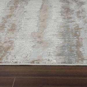 HomeRoots 4' Abstract Beige and Brown Non-Skid Area Rug - Modern, Stain-Resistant Design for Any Room 7' X 10' 558890