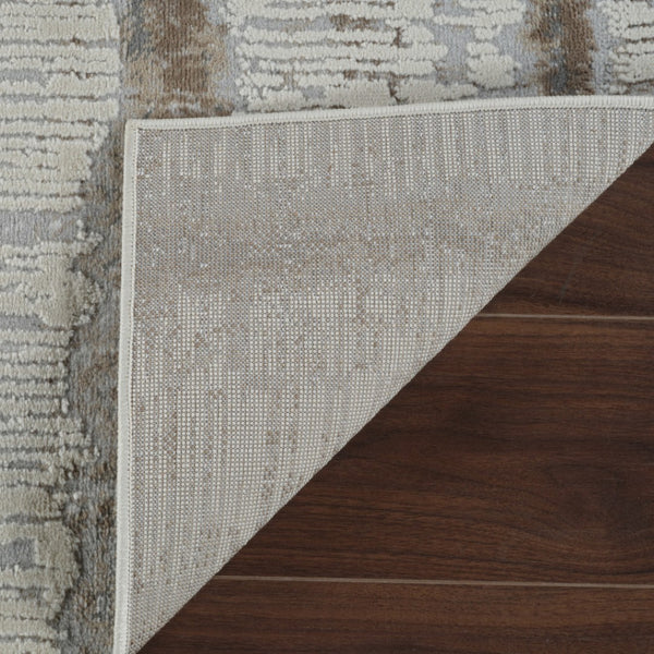 HomeRoots 4' Abstract Beige and Brown Non-Skid Area Rug - Modern, Stain-Resistant Design for Any Room 7' X 10' 558890