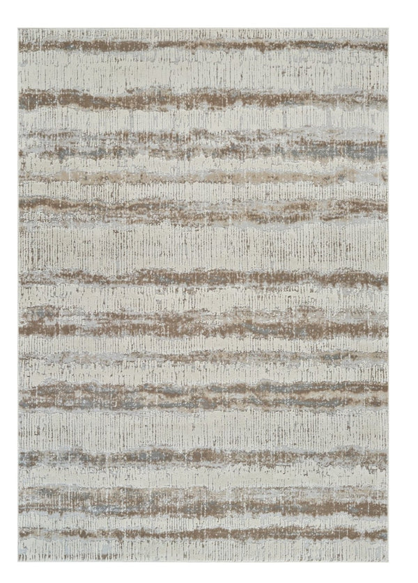 HomeRoots 4' Abstract Beige and Brown Non-Skid Area Rug - Modern, Stain-Resistant Design for Any Room 7' X 10' 558890