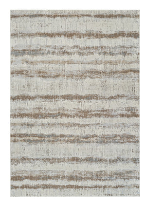 HomeRoots 4' Abstract Beige and Brown Non-Skid Area Rug - Modern, Stain-Resistant Design for Any Room 7' X 10' 558890