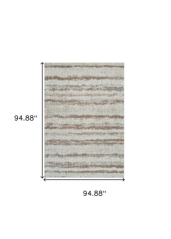 Homeroots 8' X 11' Beige And Brown Abstract Non Skid Area Rug  Polypropylene 558891