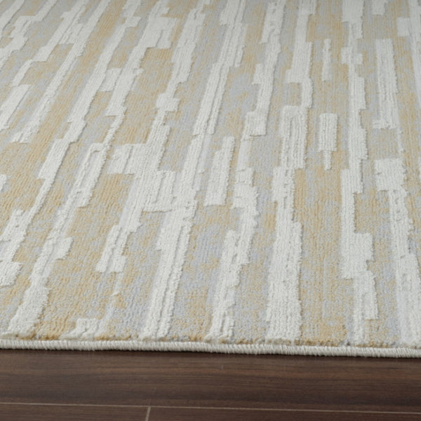 HomeRoots 4' Beige and Brown Abstract Distressed Area Rug - Modern, Stain-Resistant Design for Any Space 5' X 8' 558893
