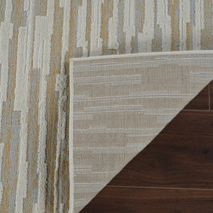 HomeRoots 4' Beige and Brown Abstract Distressed Area Rug - Modern, Stain-Resistant Design for Any Space 5' X 8' 558893