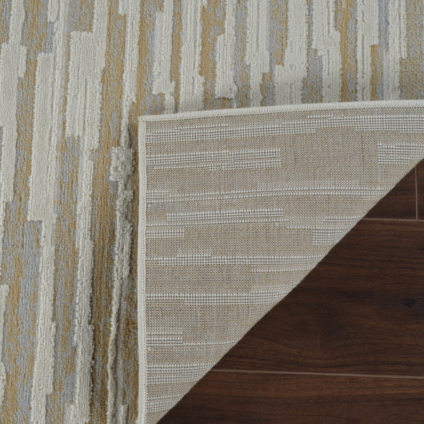 HomeRoots 4' Beige and Brown Abstract Distressed Area Rug - Modern, Stain-Resistant Design for Any Space 5' X 8' 558893