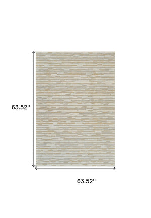 HomeRoots 4' Beige and Brown Abstract Distressed Area Rug - Modern, Stain-Resistant Design for Any Space 5' X 8' 558893