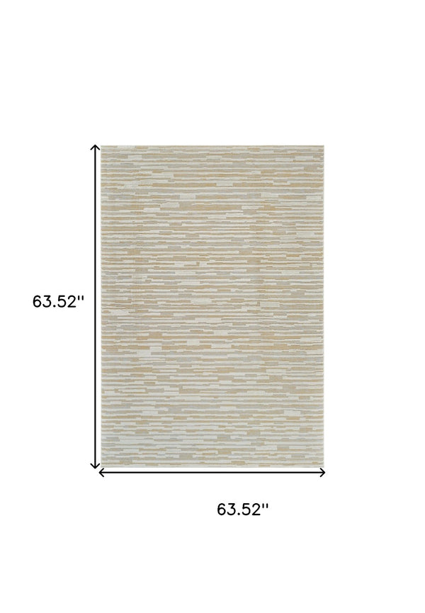 HomeRoots 4' Beige and Brown Abstract Distressed Area Rug - Modern, Stain-Resistant Design for Any Space 5' X 8' 558893