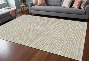 Homeroots 8' X 11' Beige And Brown Abstract Distressed Area Rug  Polypropylene 558895