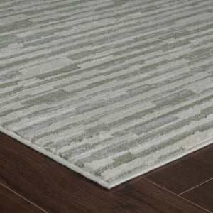 HomeRoots 4' Abstract Distressed Area Rug in Beige and Green - Versatile, Soft, Durable for Modern Homes 4' X 6' 558896