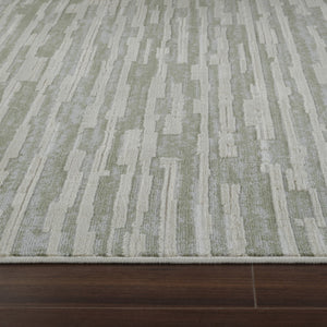 HomeRoots 4' Abstract Distressed Area Rug in Beige and Green - Versatile, Soft, Durable for Modern Homes 4' X 6' 558896