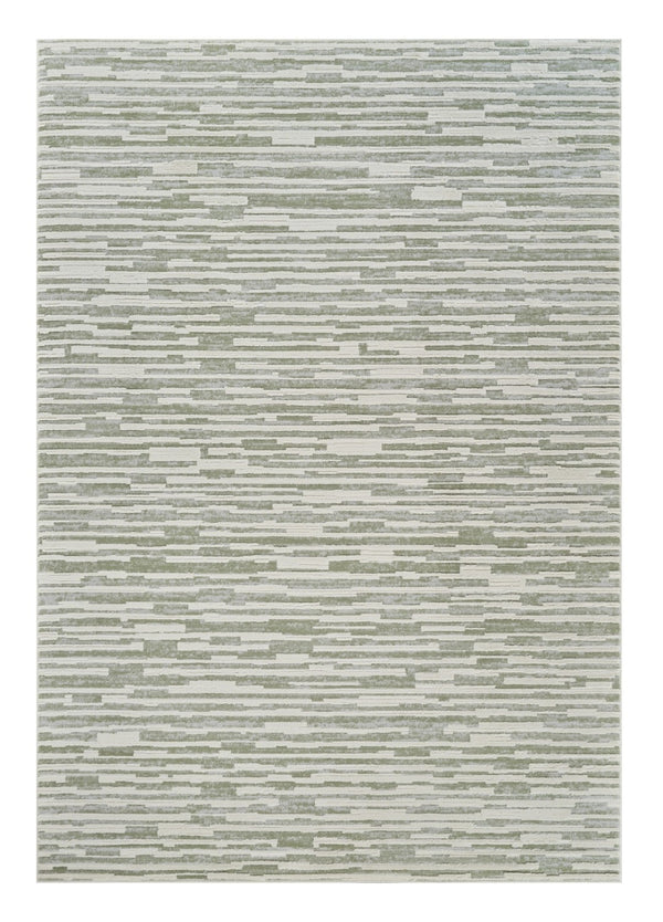 HomeRoots 4' Abstract Distressed Area Rug in Beige and Green - Versatile, Soft, Durable for Modern Homes 4' X 6' 558896