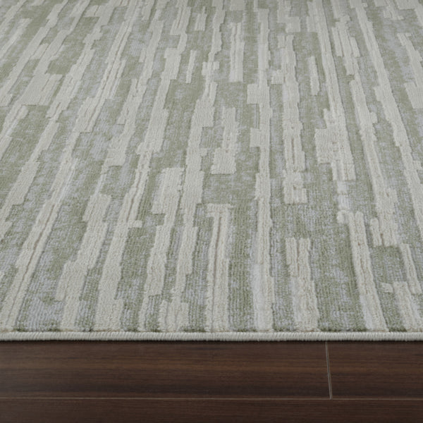 Homeroots 5' X 8' Beige And Green Abstract Distressed Area Rug  Polypropylene 558897