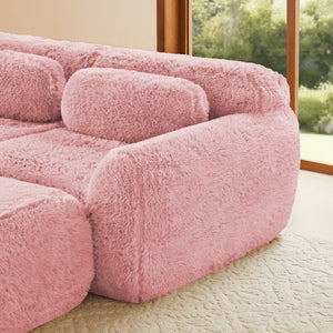 English Elm 149'' Plush Modular Cloud Sofa Boneless Ergonomic Design for Home Theater Lounge Pink W714S01562