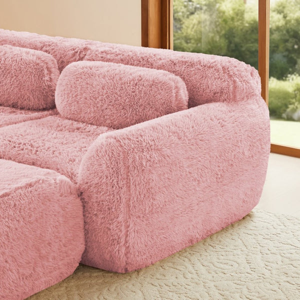 English Elm 149'' Plush Modular Cloud Sofa Boneless Ergonomic Design for Home Theater Lounge Pink W714S01562