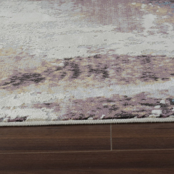 HomeRoots 4' Transform Your Space with a Beige and Blue Abstract Distressed Area Rug for Modern Homes 4' X 6' 558900