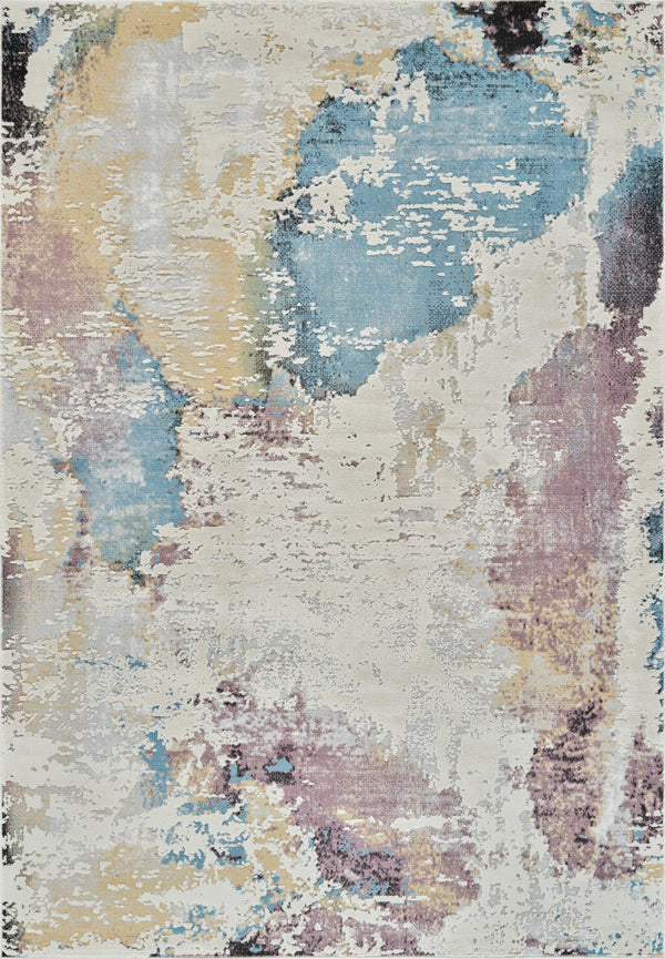 Homeroots 8' X 11' Beige And Blue Abstract Distressed Area Rug  Polypropylene 558903