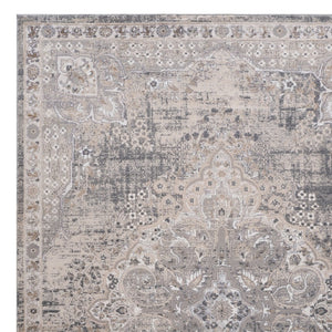 Homeroots 4' X 6' Gray And Beige Oriental Distressed Area Rug  Polyester 558904