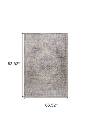 Homeroots 5' X 8' Gray And Beige Oriental Distressed Area Rug  Polyester 558905