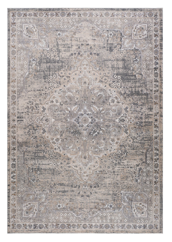 Homeroots 5' X 8' Gray And Beige Oriental Distressed Area Rug  Polyester 558905