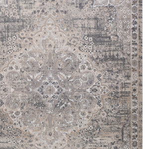 Homeroots 5' X 8' Gray And Beige Oriental Distressed Area Rug  Polyester 558905