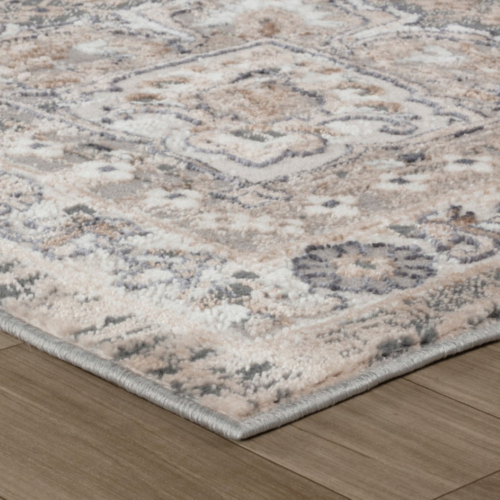 HomeRoots 5' Elegant Gray and Beige Oriental Distressed Area Rug - Timeless Design for Any Home Decor 7' X 10' 558906