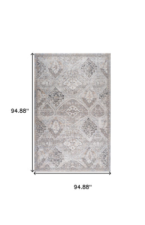 Homeroots 8' X 11' Blue And Gray Oriental Distressed Area Rug  Polyester 558911