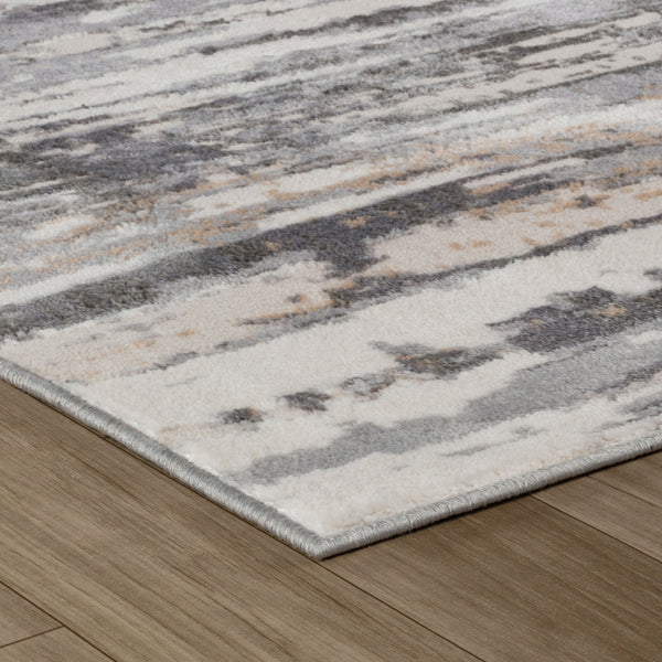 Homeroots 5' X 8' Beige And Gray Abstract Distressed Area Rug  Polyester 558913