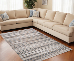 Homeroots 5' X 8' Beige And Gray Abstract Distressed Area Rug  Polyester 558913