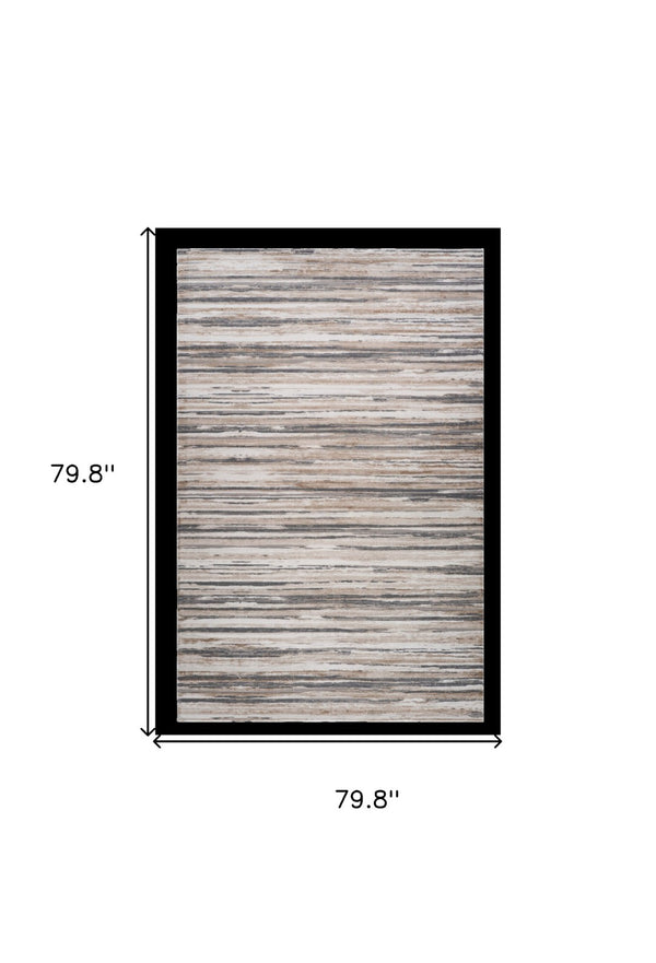 HomeRoots 5' Beige and Gray Abstract Distressed Area Rug – Modern, Durable Design for Stylish Living Spaces 7' X 10' 558914