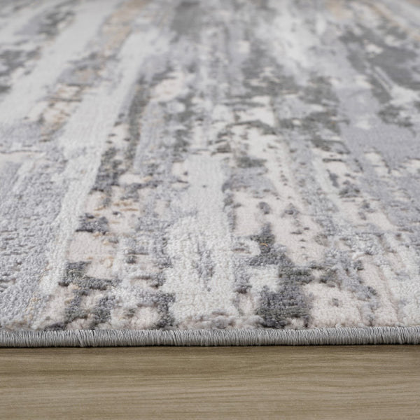 HomeRoots 5' Beige and Gray Abstract Distressed Area Rug – Modern, Durable Design for Stylish Living Spaces 7' X 10' 558914