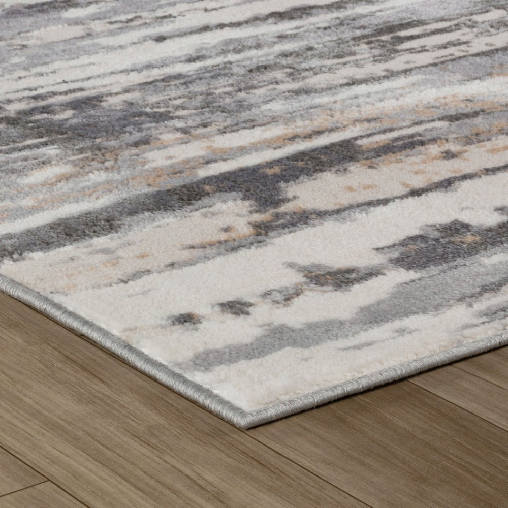 HomeRoots 5' Beige and Gray Abstract Distressed Area Rug – Modern, Durable Design for Stylish Living Spaces 8' X 11' 558915
