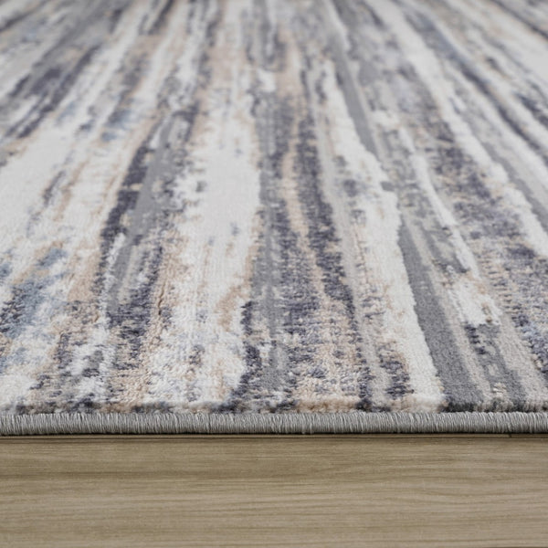 HomeRoots 5' Blue and Gray Abstract Distressed Area Rug - Modern Artistry for Stylish, Durable Living Spaces 5' X 8' 558917