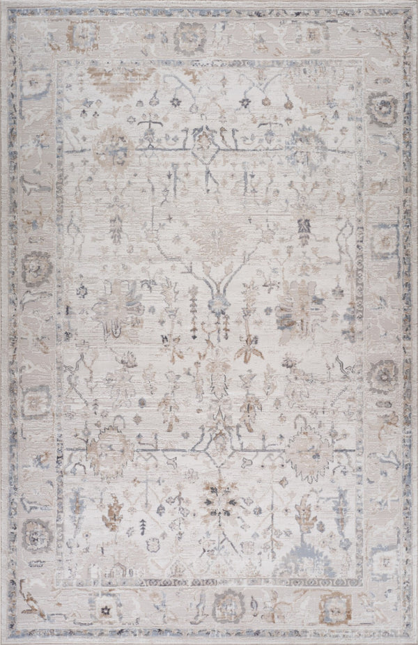 HomeRoots 5' Beige and Ivory Abstract Distressed Area Rug - Stylish, Stain-Resistant Design for Any Room 5' X 8' 558921