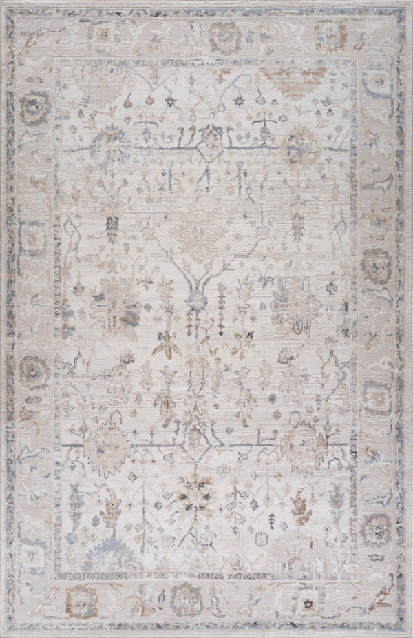 HomeRoots 5' Beige and Ivory Abstract Distressed Area Rug - Stylish, Stain-Resistant Design for Any Room 5' X 8' 558921