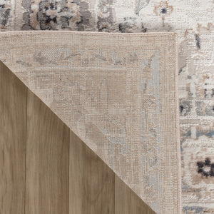 HomeRoots 5' Beige and Ivory Abstract Distressed Area Rug - Stylish, Stain-Resistant Design for Any Room 7' X 10' 558922